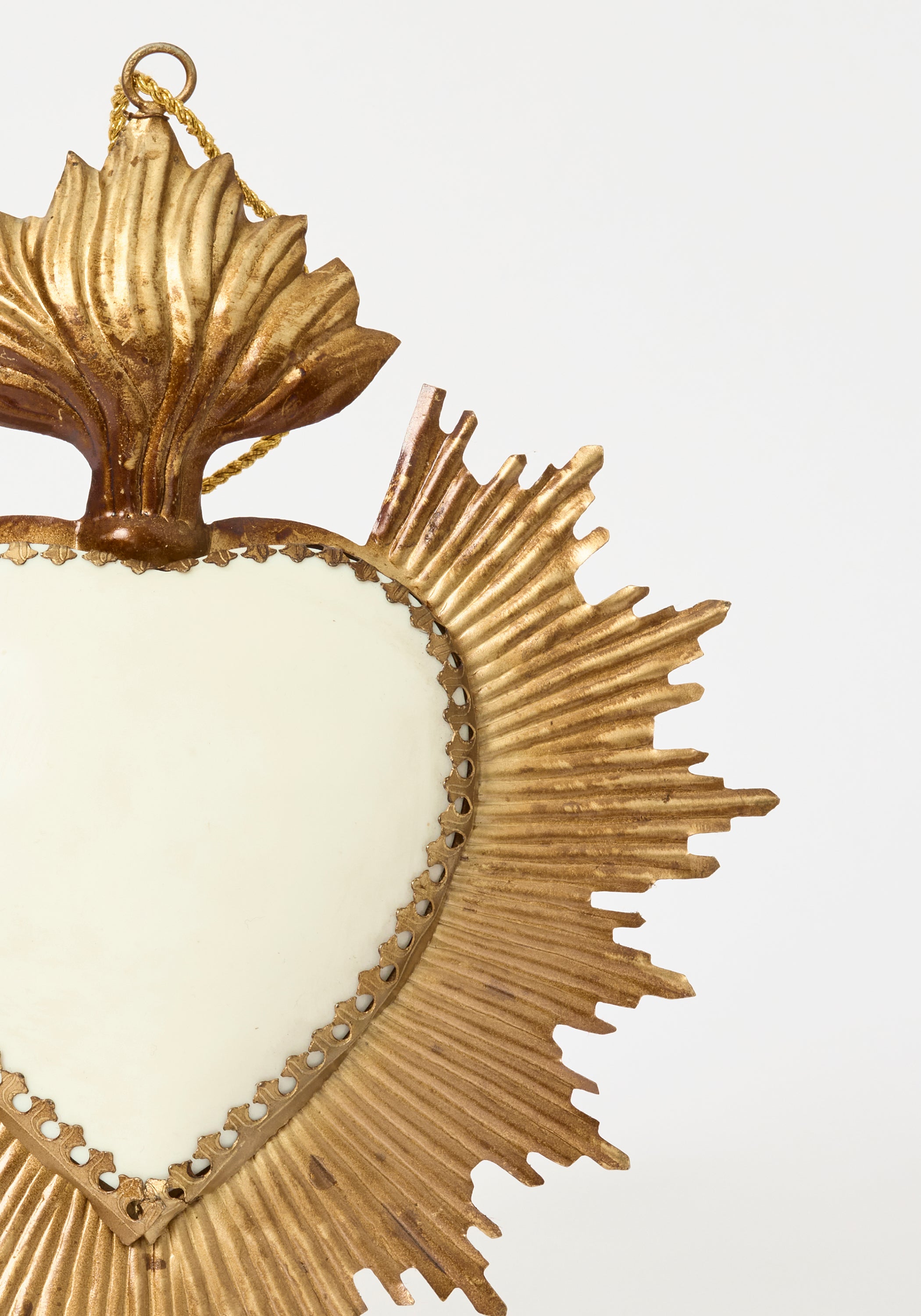 Bold White Resin Flaming Milagro Heart - December Thieves