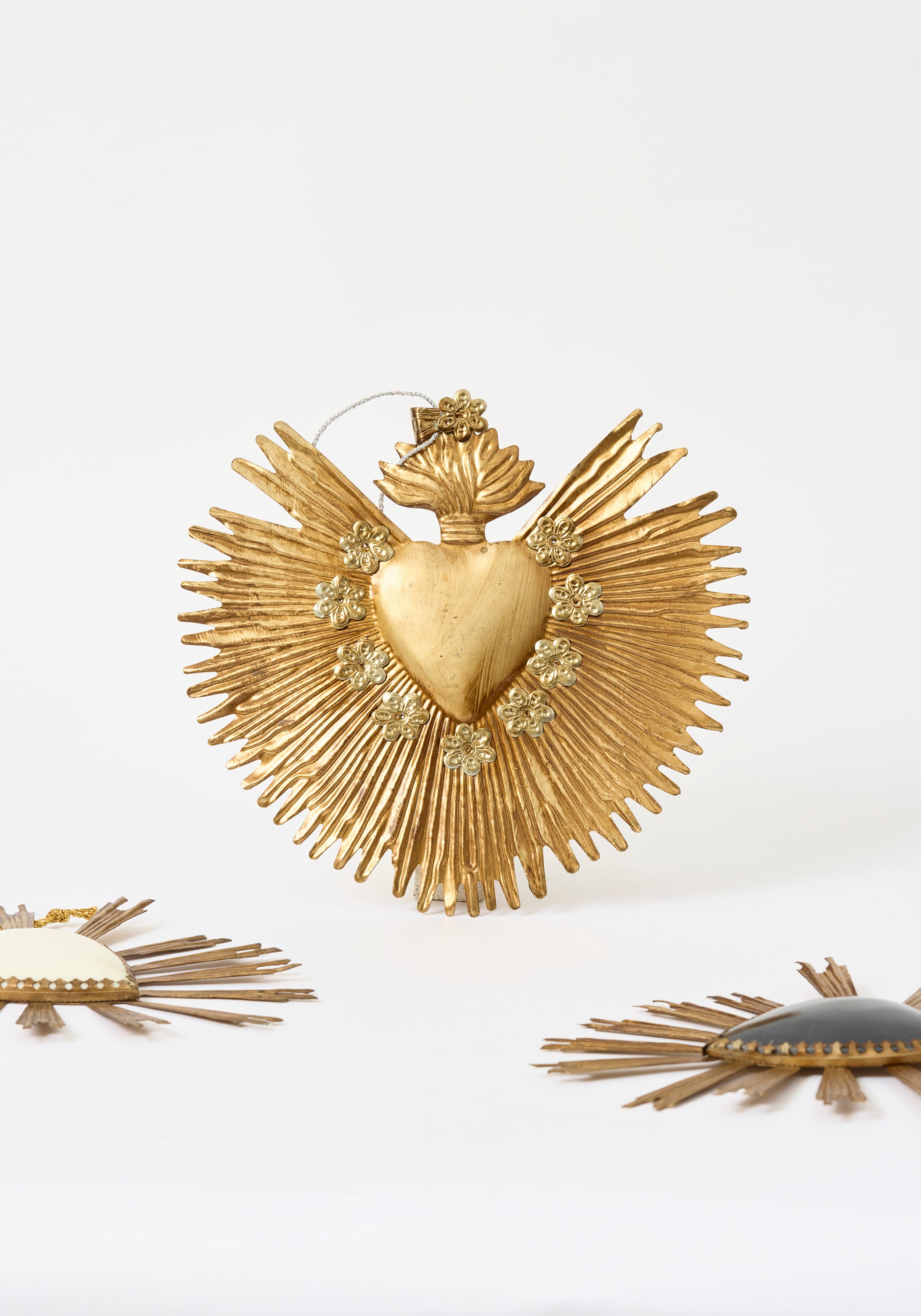 Sunburst Flame Floral Detail Heart Milagro