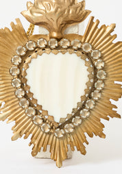 Petite Jeweled Flaming Mother Of Pearl Heart Milagro - December Thieves