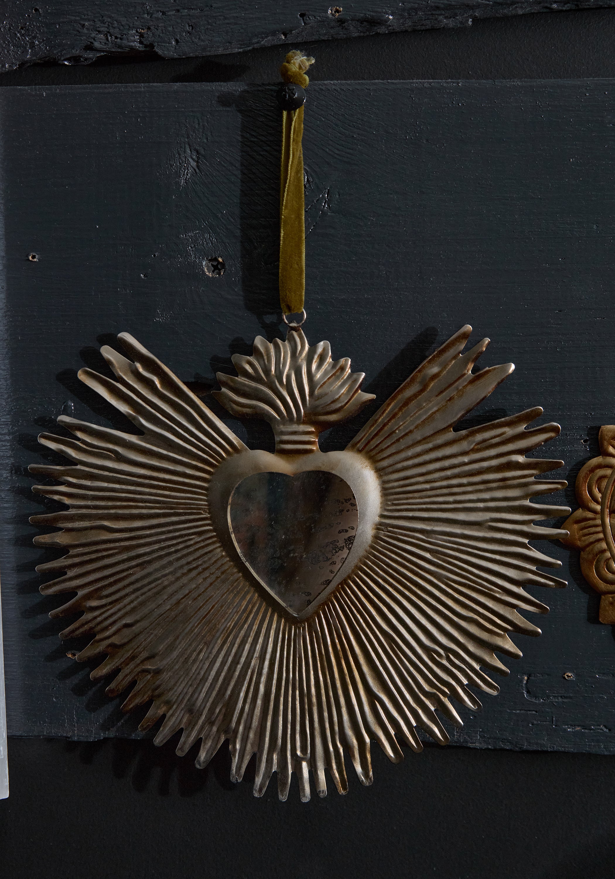 Sunburst Flame Heart Mirror Milagro