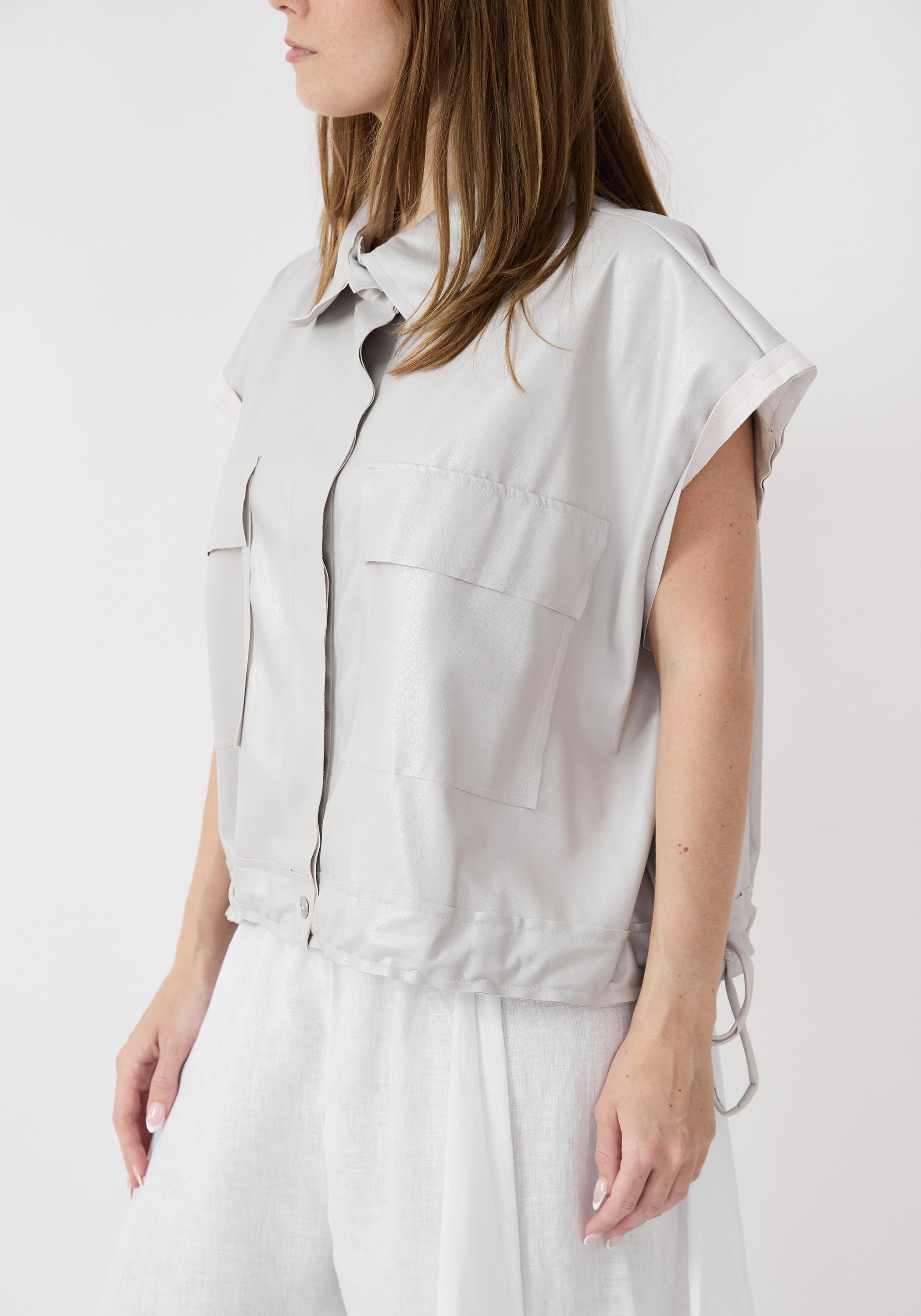 Faux Leather Cargo Vest
