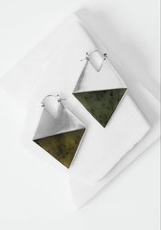 Inverted Peaks Sterling and Nephrite Jade Earrings