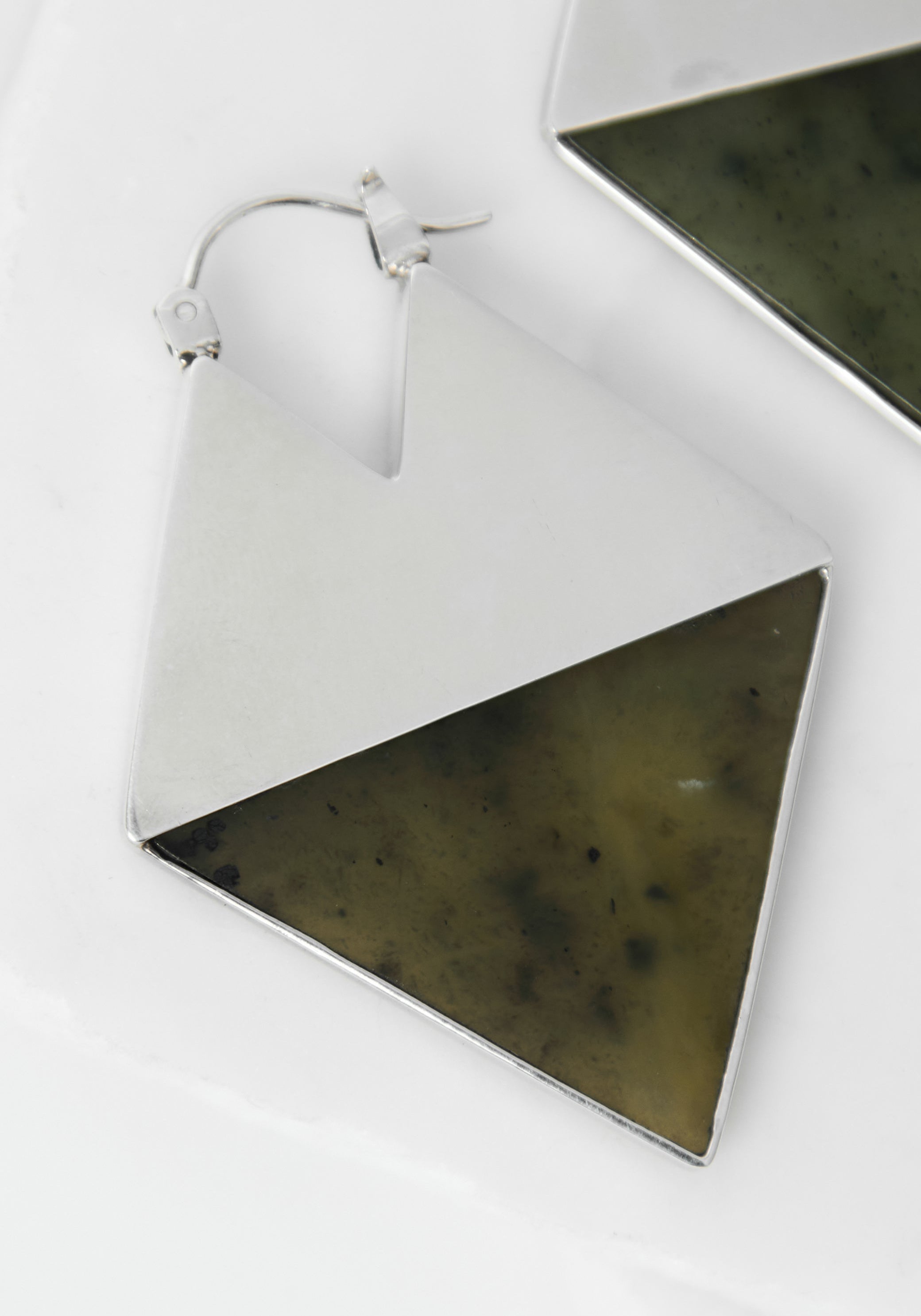 Inverted Peaks Sterling and Nephrite Jade Earrings - December Thieves