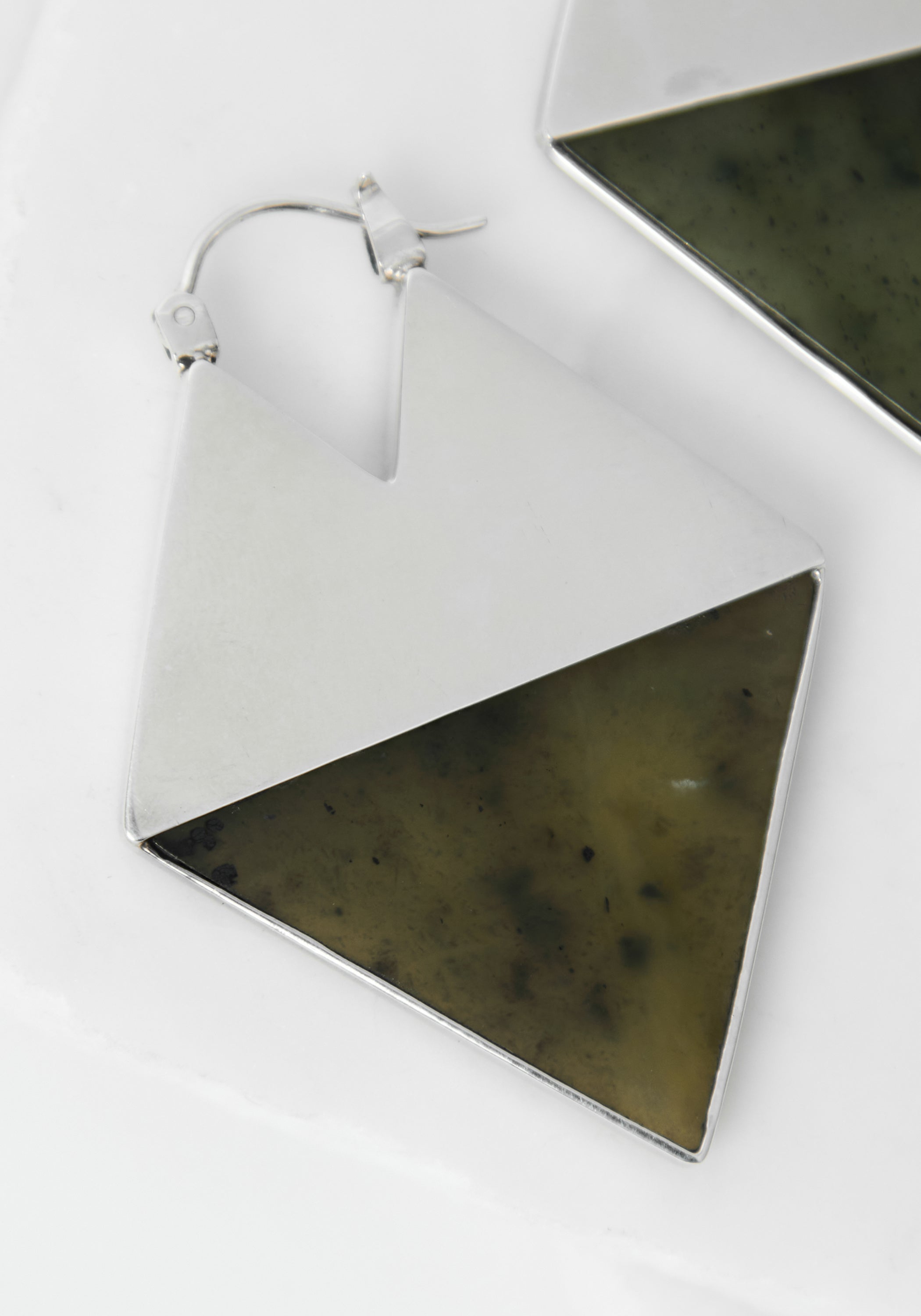 Inverted Peaks Sterling and Nephrite Jade Earrings