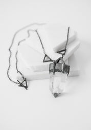 Everest Oxidized Sterling and Quartz Necklace