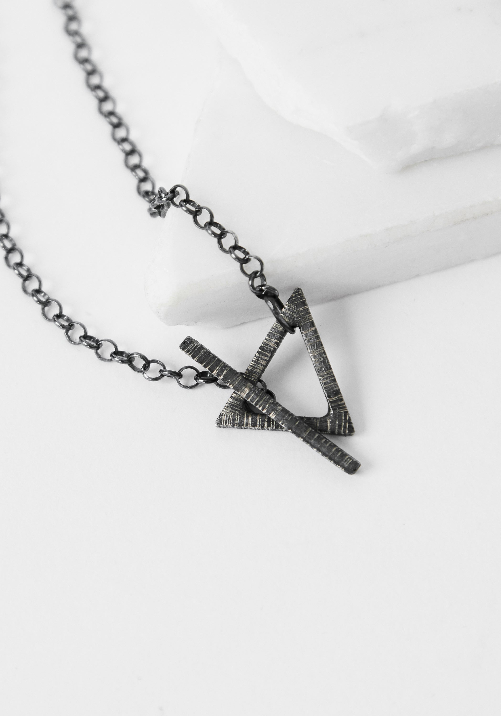 Everest Oxidized Sterling and Quartz Necklace