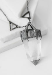 Everest Oxidized Sterling and Quartz Necklace