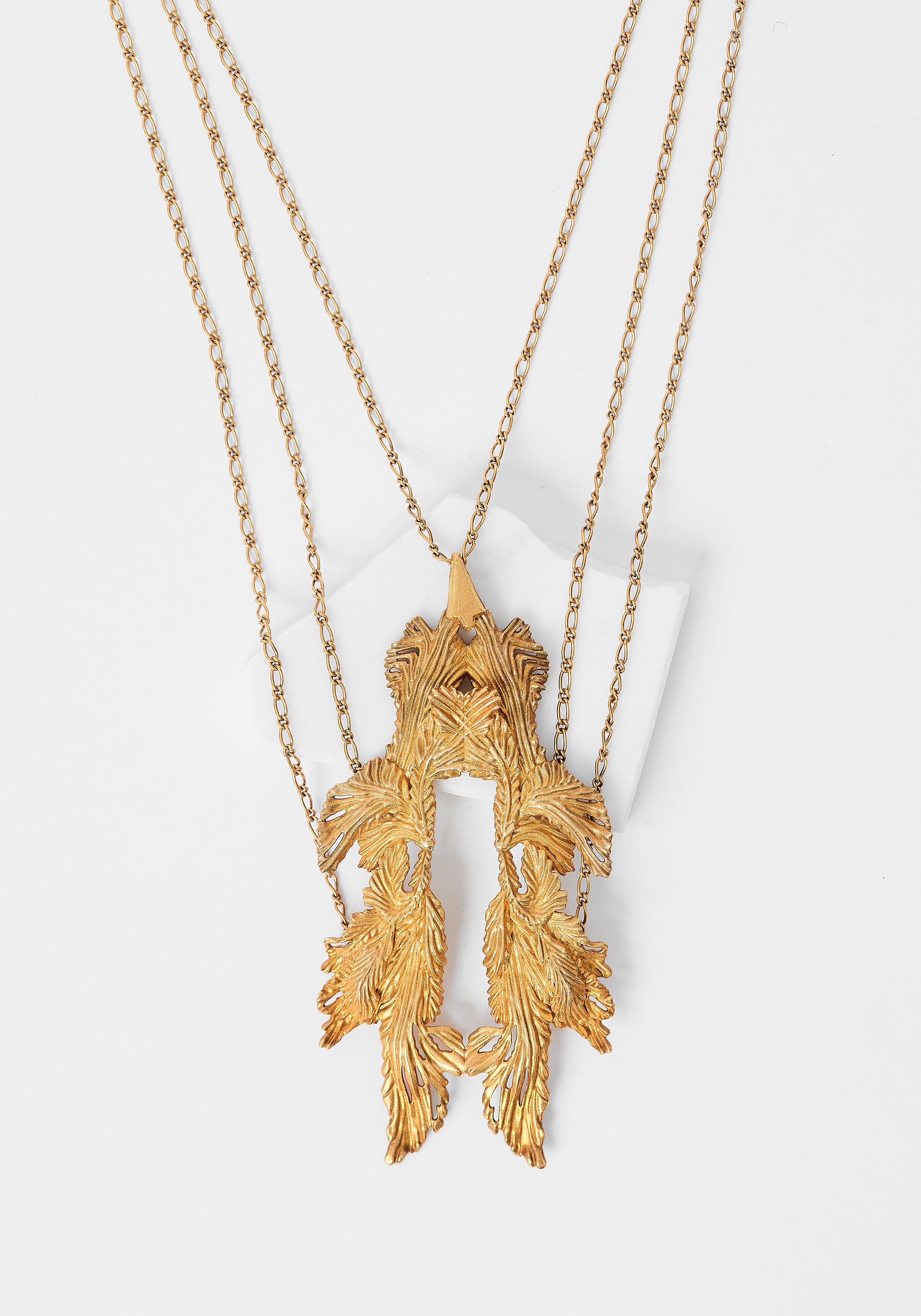 Plated Draped Chain Acanthus Necklace