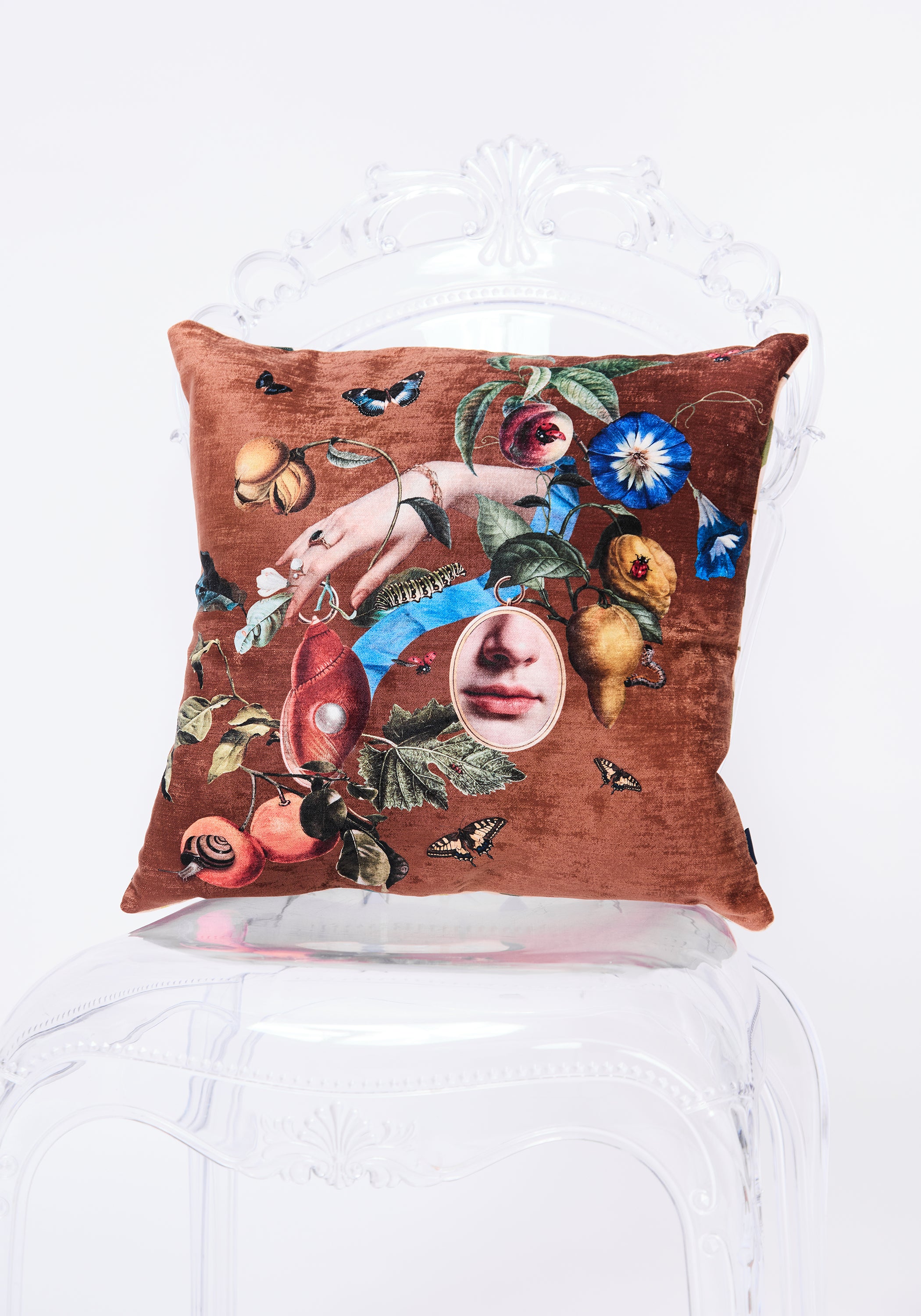 Mocha Snail Velvet Pillow