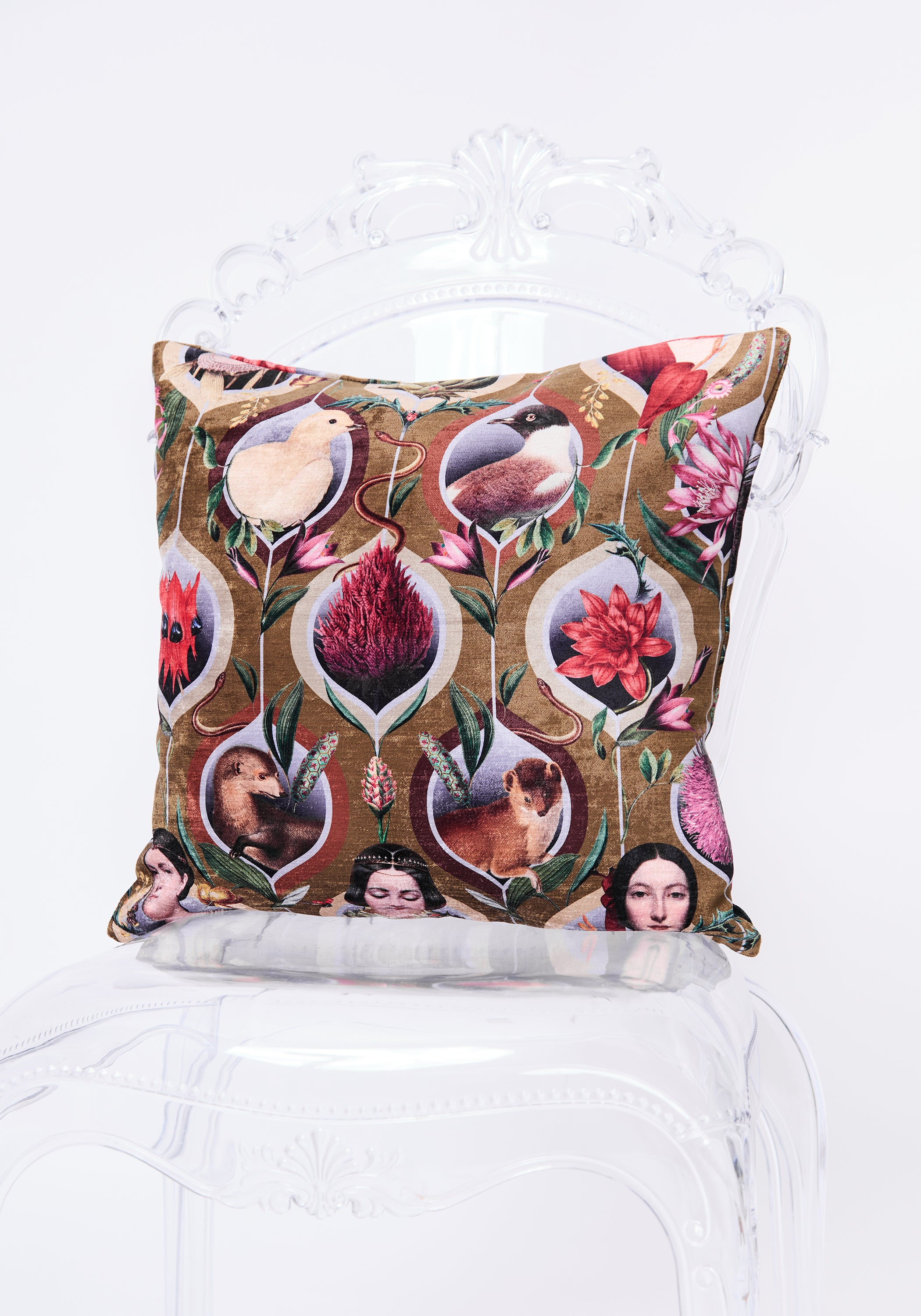 Retro Animals Velvet Pillow