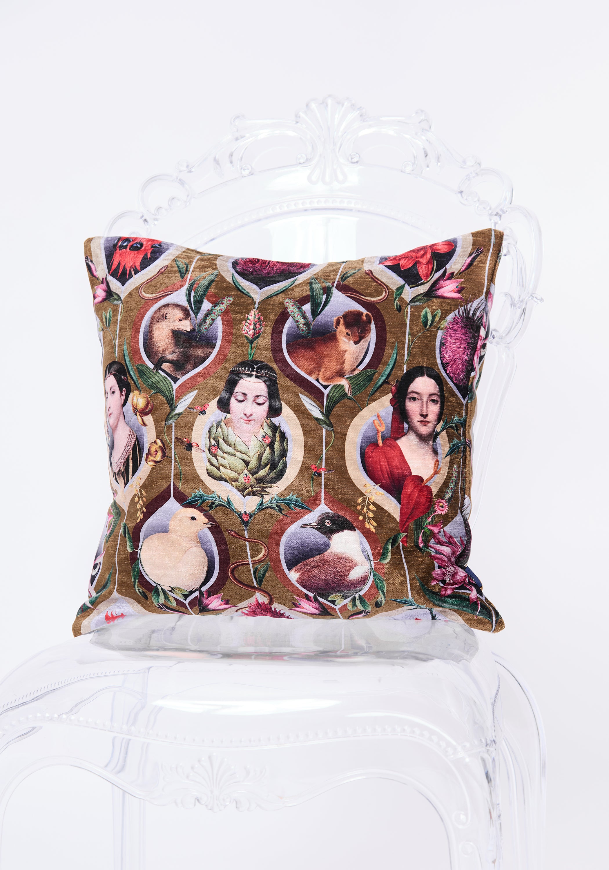 Retro Animals Velvet Pillow