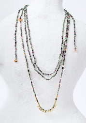 24k Gold Plated Zoisite and Mixed Gemstones Wrap Necklace