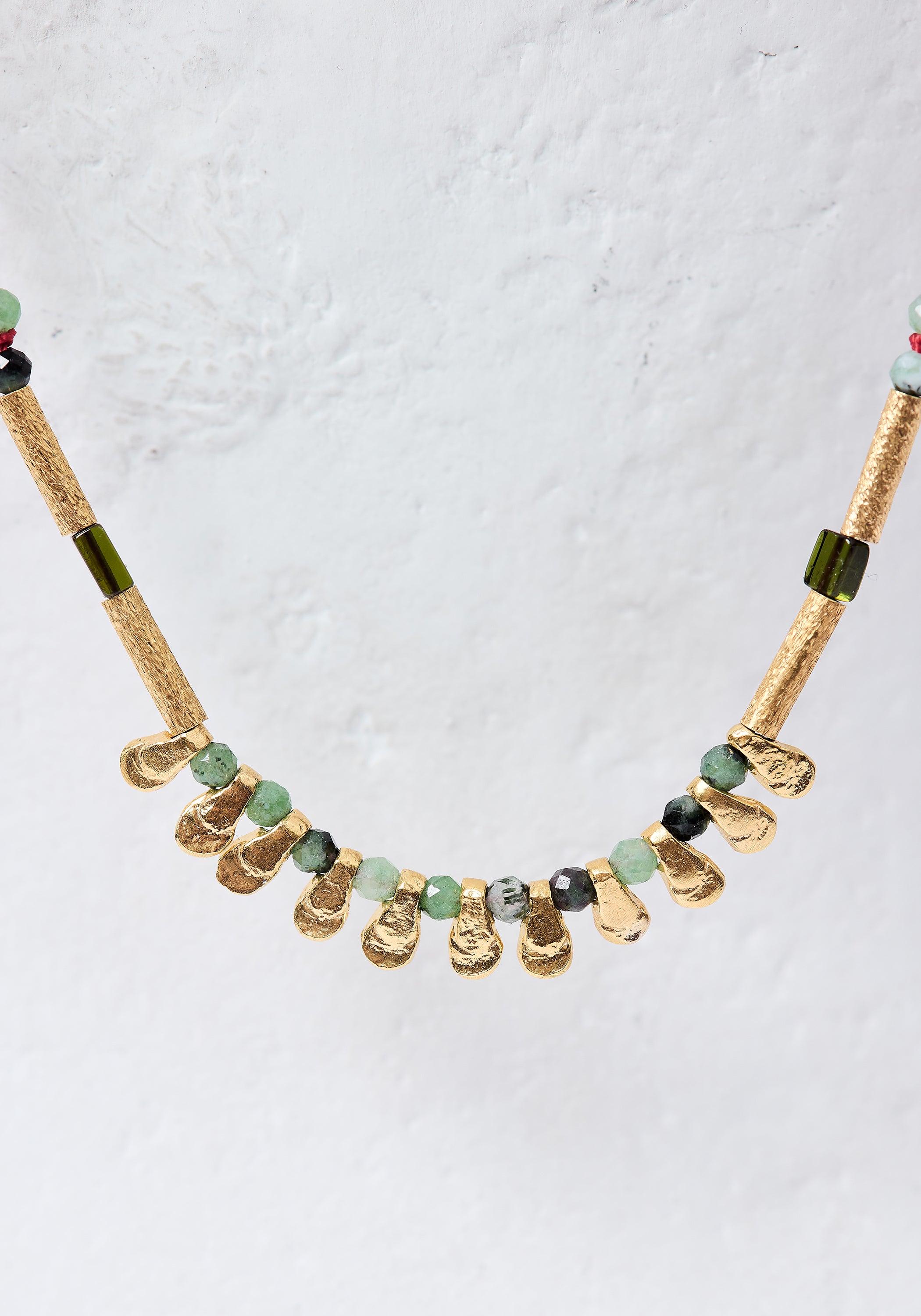 24k Gold Plated Zoisite and Mixed Gemstones Wrap Necklace