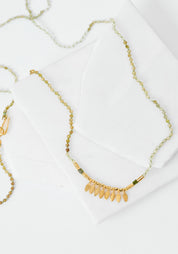 24k Gold Plated Green Tourmaline Mixed Tone Necklace