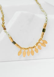 24k Gold Plated Green Tourmaline Mixed Tone Necklace