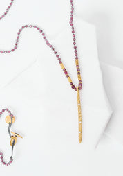 24k Gold Plated Garnet and Zircon Gilded Spike Necklace