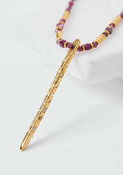 24k Gold Plated Garnet and Zircon Gilded Spike Necklace
