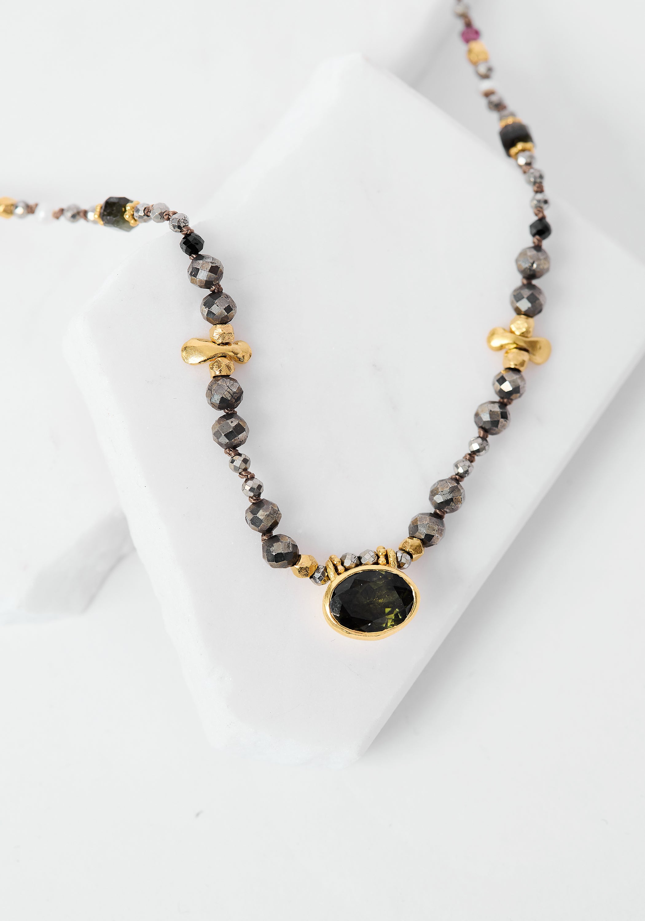 24k Gold Plated Mixed Gemstone Necklace