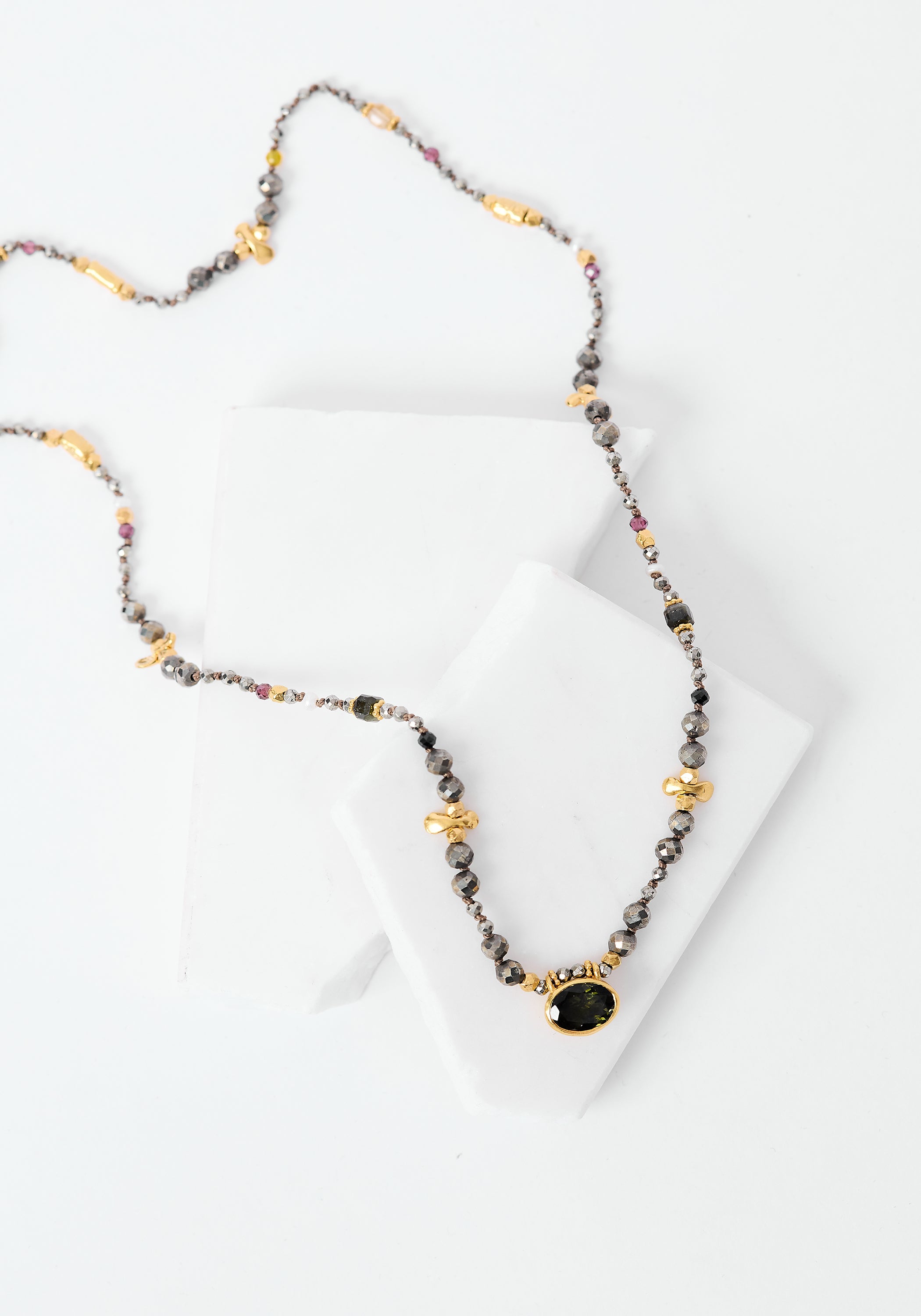 24k Gold Plated Mixed Gemstone Necklace
