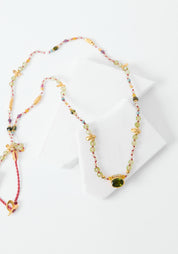 24k Gold Plated Mixed Gemstone Necklace