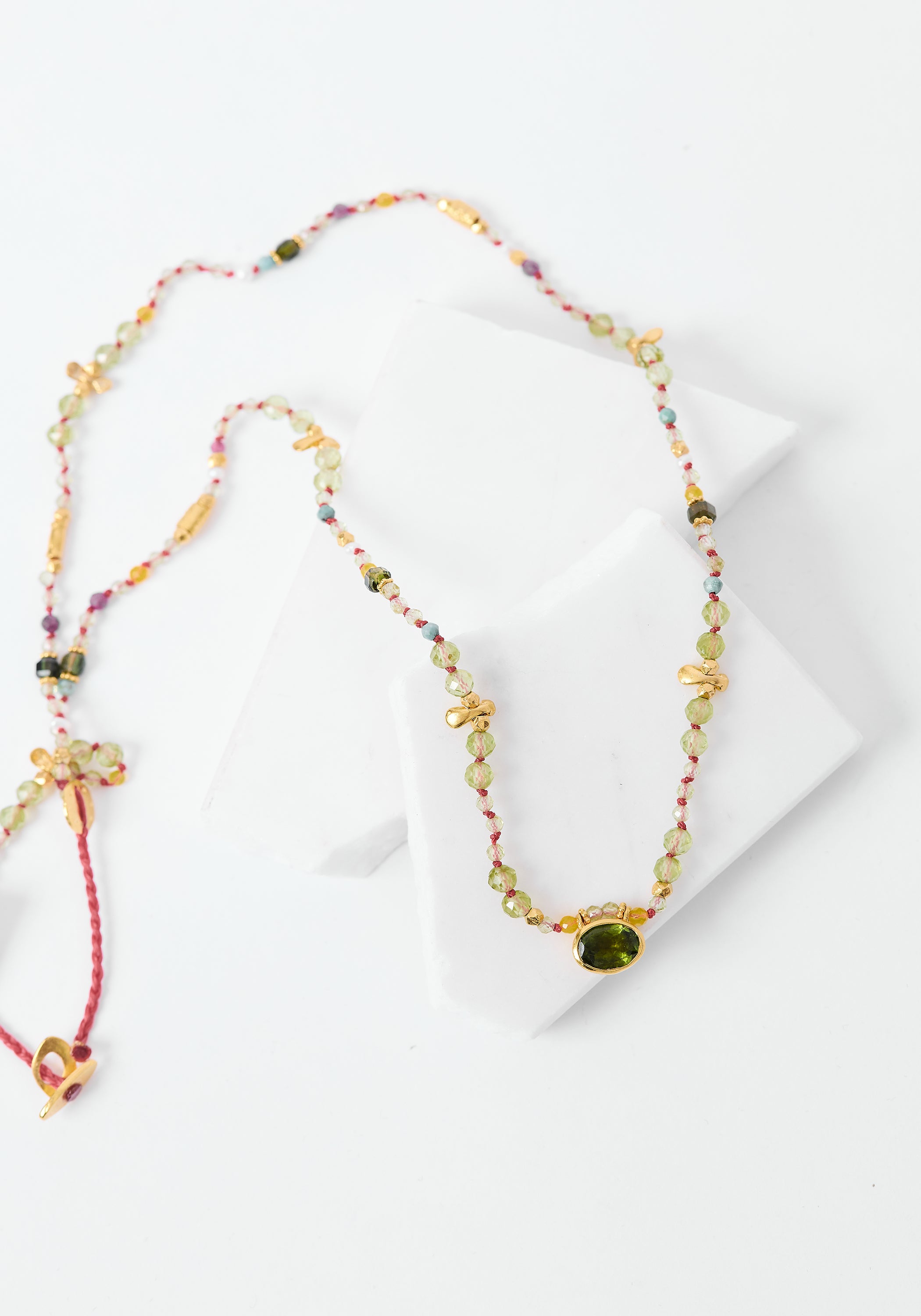 24k Gold Plated Mixed Gemstone Necklace