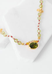24k Gold Plated Mixed Gemstone Necklace