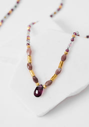 24kt Gold Plated Garnet, Labradorite and Tourmaline Necklace