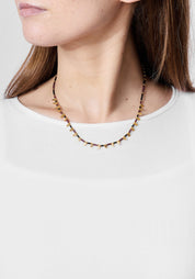 24k Gold Plated Garnet and Black Spinel Beaded Necklace