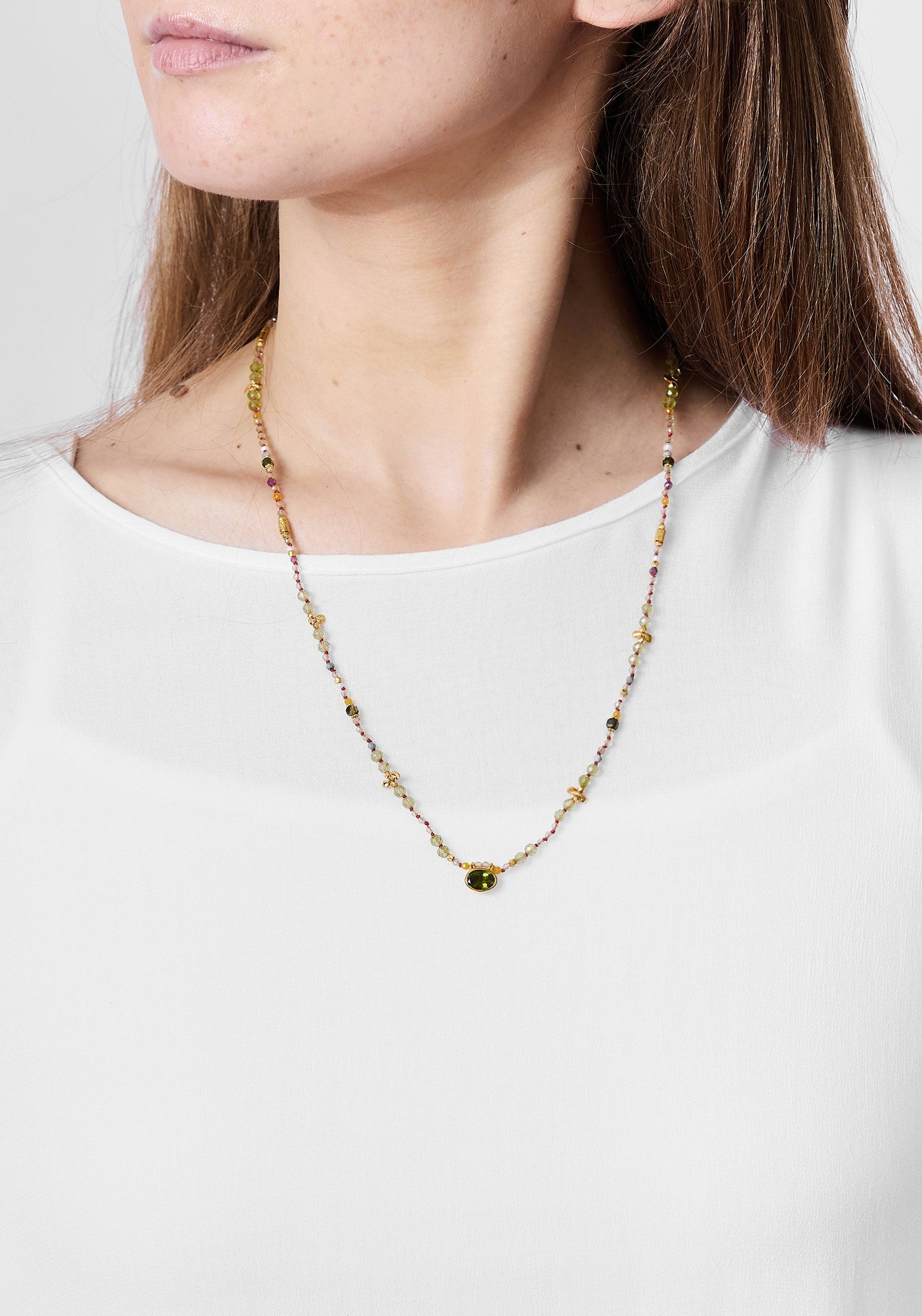 24k Gold Plated Mixed Gemstone Necklace