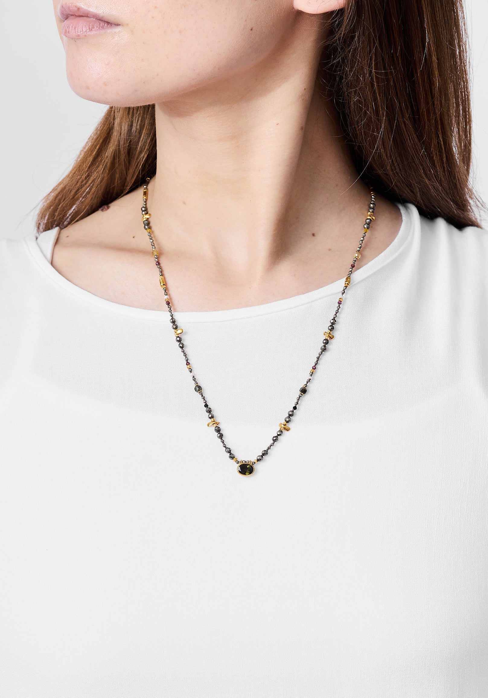 24k Gold Plated Mixed Gemstone Necklace
