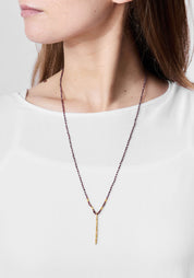 24k Gold Plated Garnet and Zircon Gilded Spike Necklace