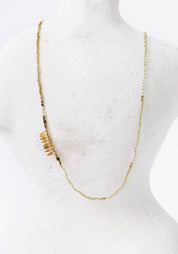 24k Gold Plated Green Tourmaline Mixed Tone Necklace
