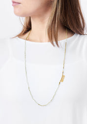 24k Gold Plated Green Tourmaline Mixed Tone Necklace