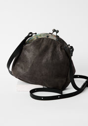 Distressed Grey Leather Large Pear Bag