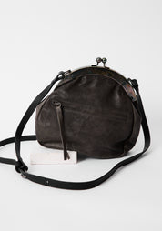 Distressed Grey Leather Large Pear Bag