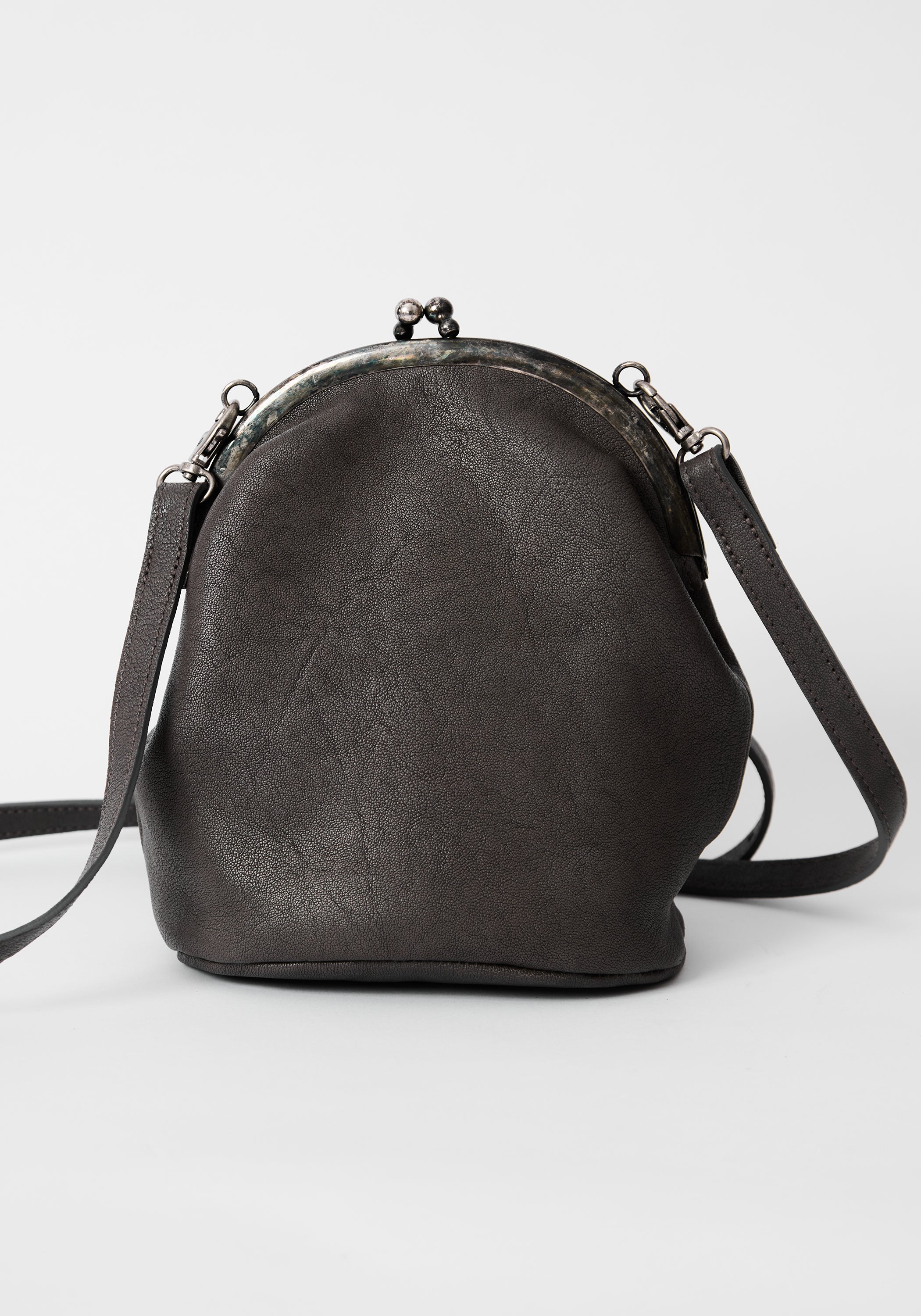 Grey Leather New Moon Bag