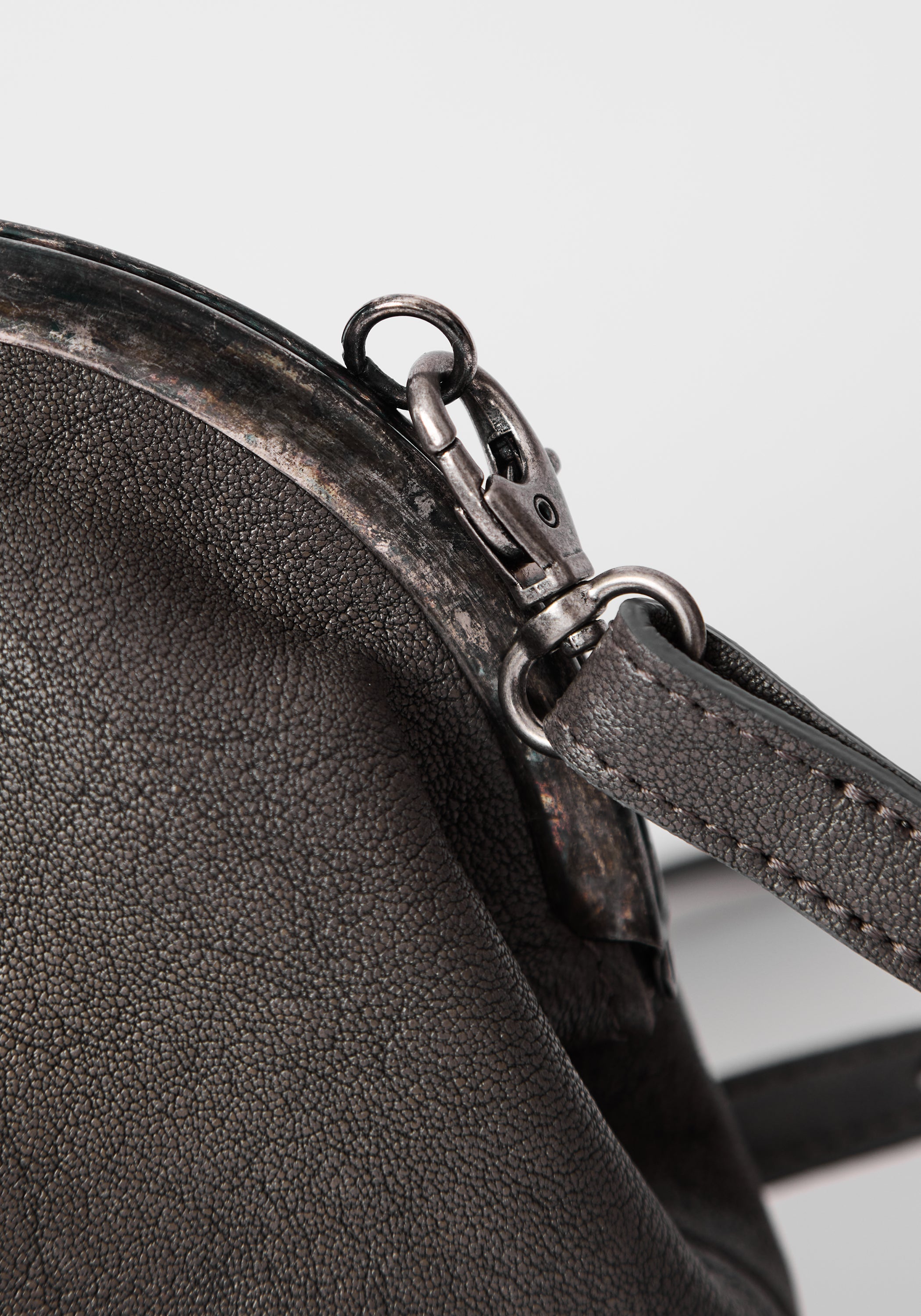 Grey Leather New Moon Bag