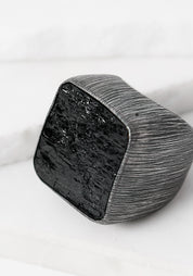 Oxidized Sterling Black Tourmaline Ring