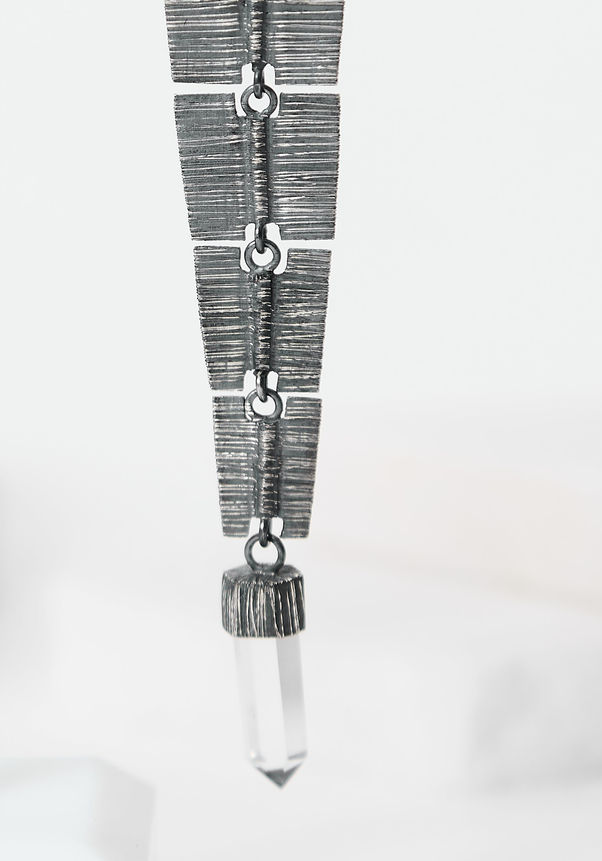 Fluidity Oxidized Sterling and Quartz Earrings