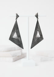 Angles of Diversity Oxidized Sterling and Quartz Earrings