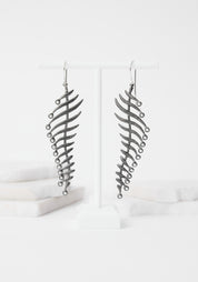 Waves of Water Oxidized Sterling and Pearl Earrings