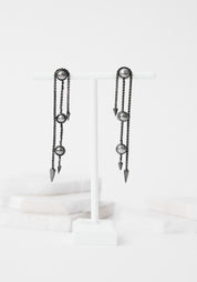 Linking Emotions Oxidized Sterling and Dark Pearls Earrings