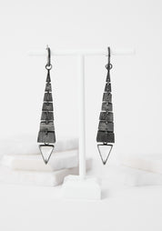Bricks Oxidized Sterling and Quartz Earrings