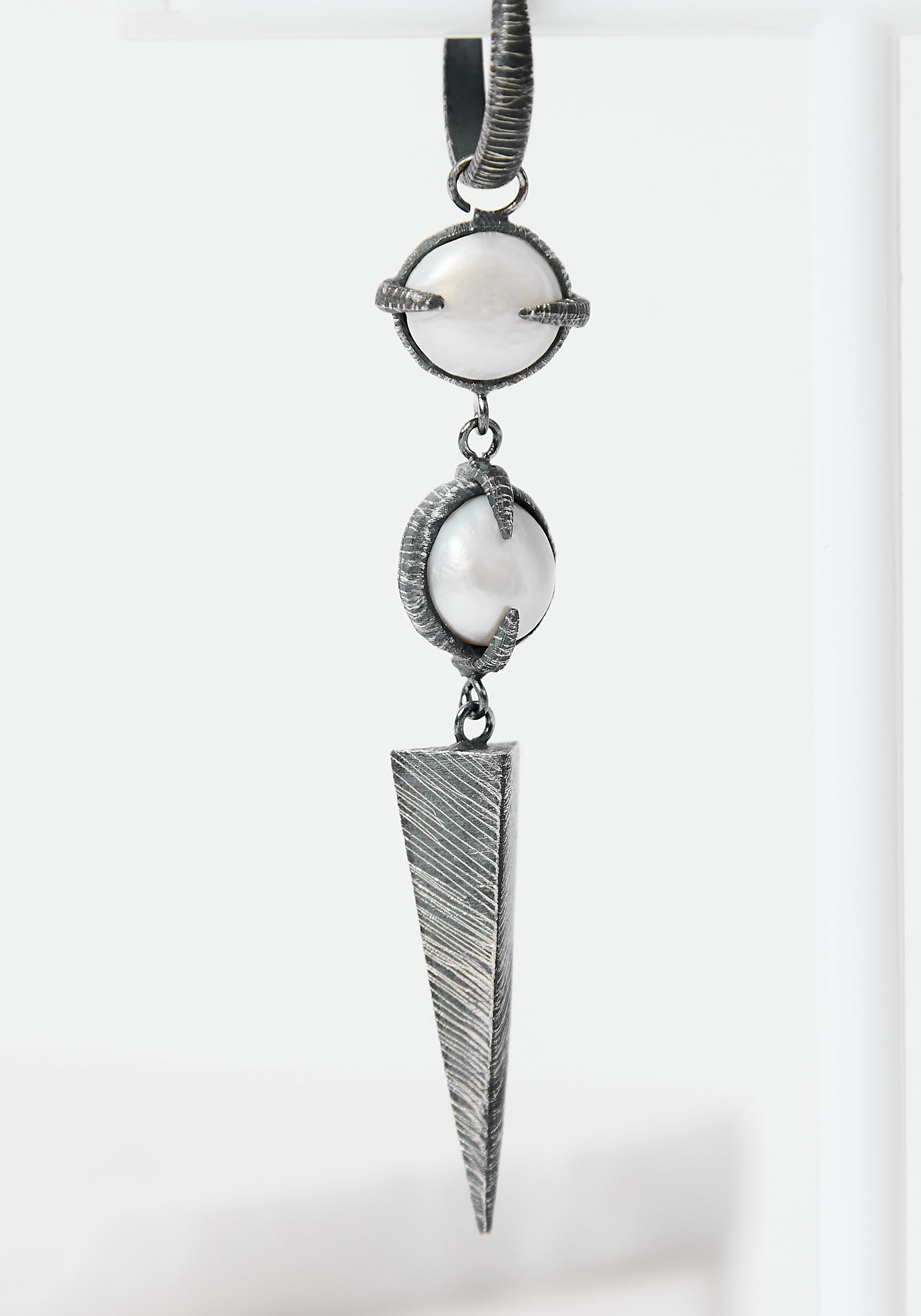 Aphrodite Oxidized Sterling and Pearls Earrings