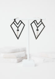 Delving Arrows Oxidized Sterling and Quartz Earrings
