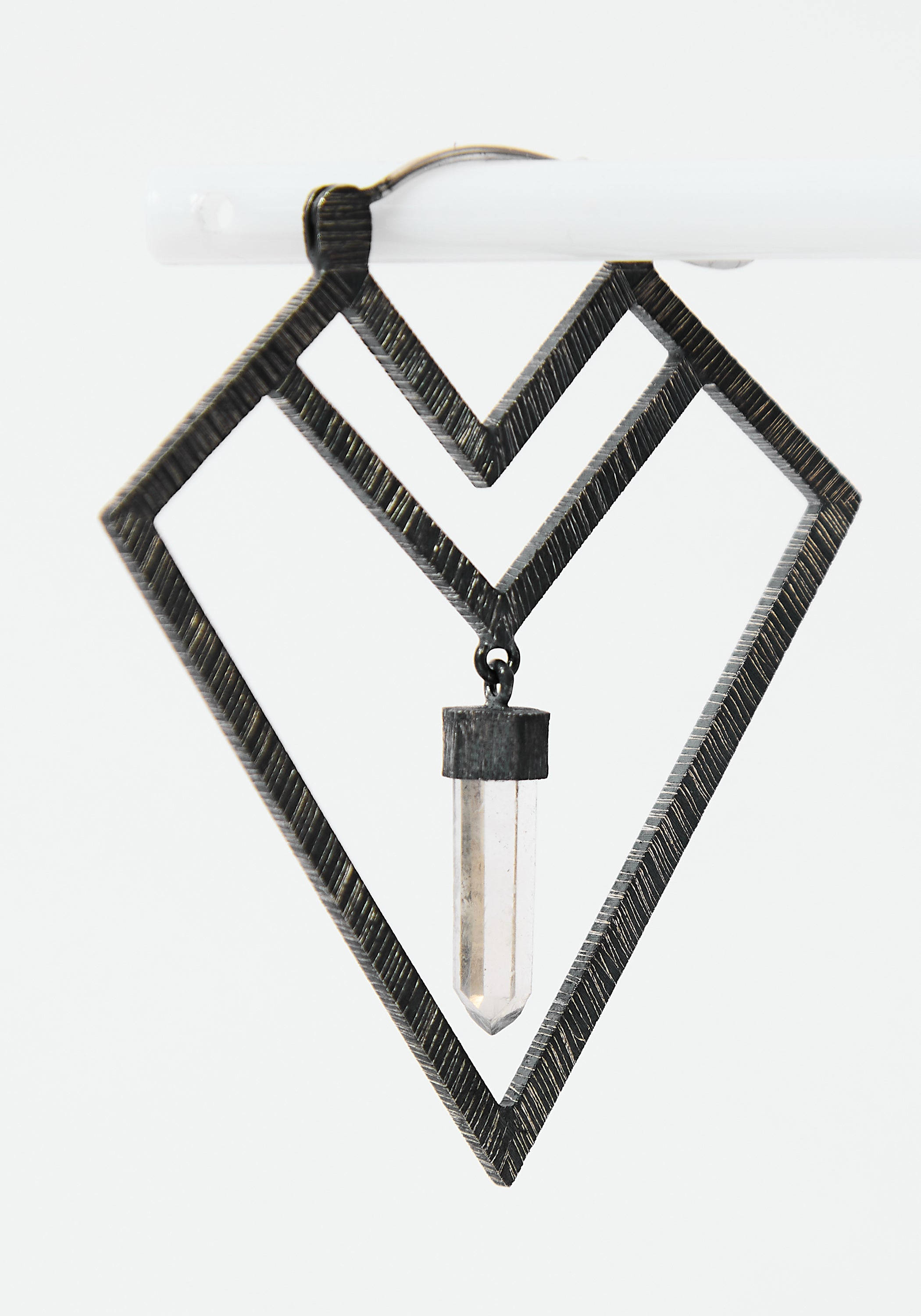 Delving Arrows Oxidized Sterling and Quartz Earrings