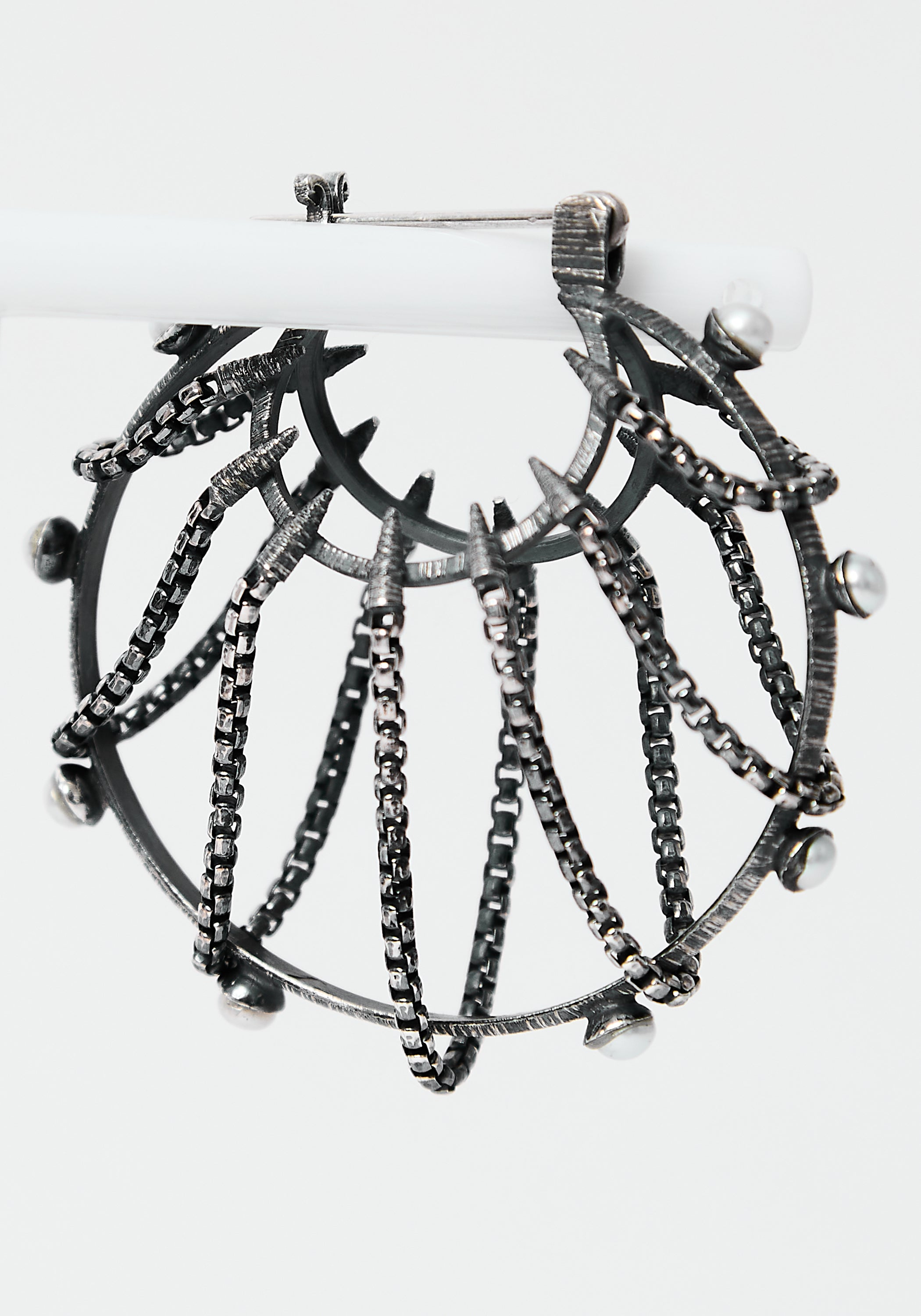 Chained Love Oxidized Sterling and Pearl Earrings