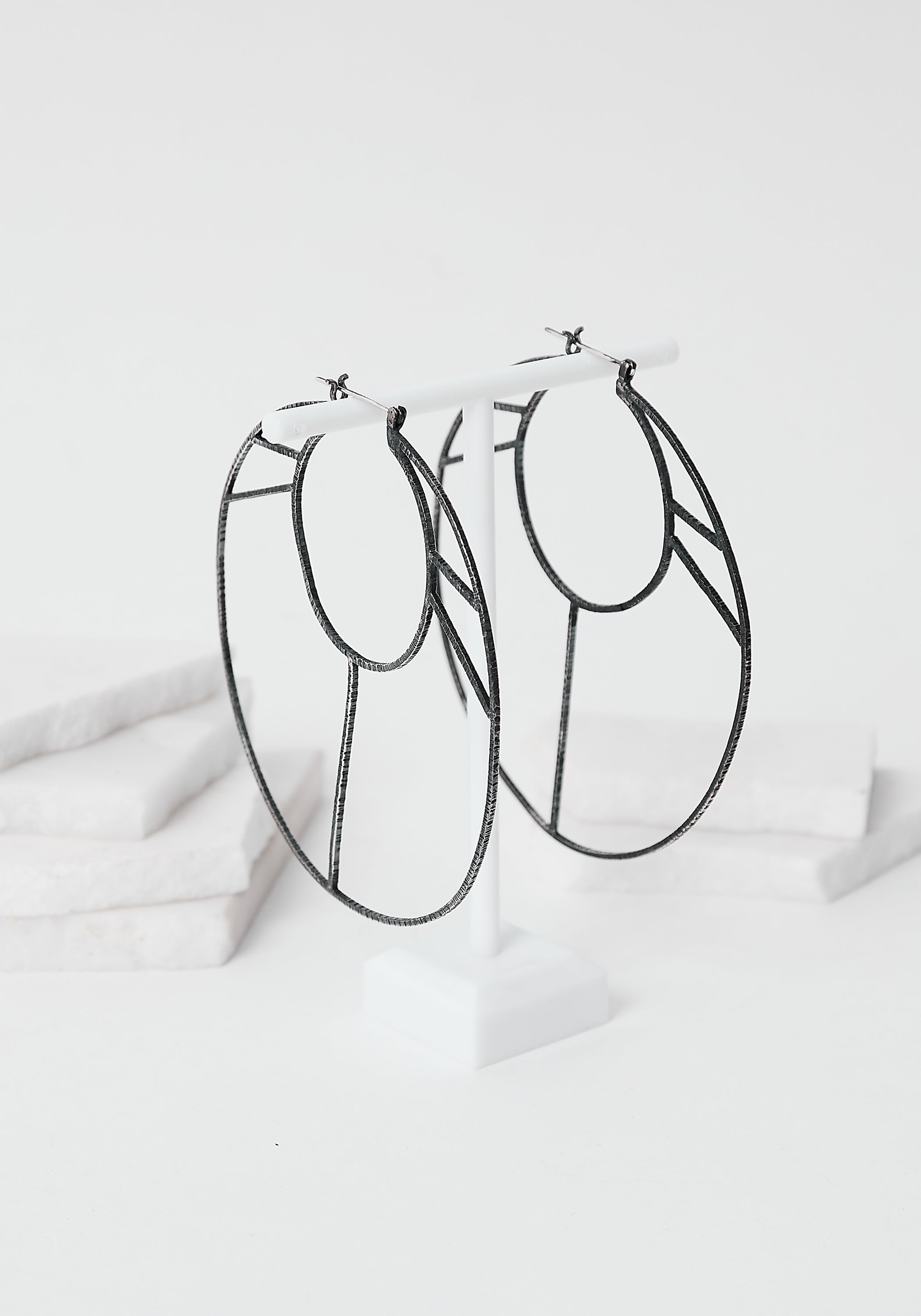 Summer Moon Oxidized Sterling Earrings