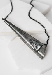 Continuous Oxidized Sterling and Quartz Necklace