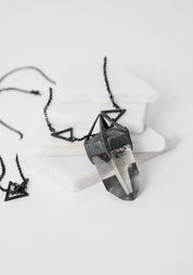 Everest Oxidized Sterling and Quartz Necklace